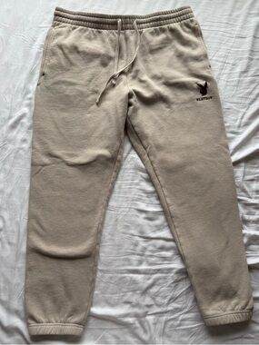 Men’s PacSun x PLAYBOY Cream Cozy Fleece Embroidered Sweatpants Sz. XL